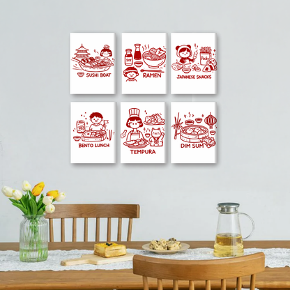 6 Mini Paintings - Kawaii Food Set