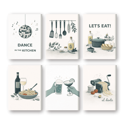 6 Mini Paintings - Kitchen Moments Set