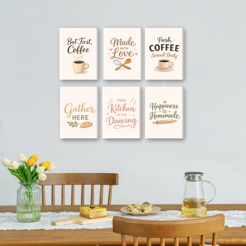 6 Mini Paintings - KItchen Quotes Set