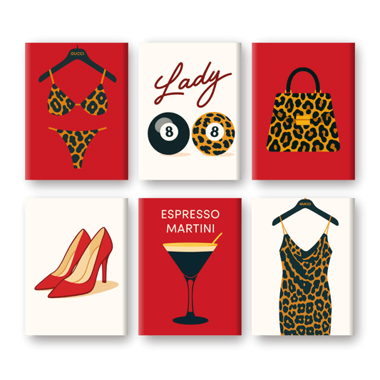 6 Mini Paintings - Leopard Print Set