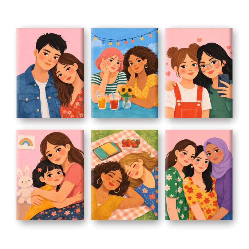 6 Mini Paintings - Loved Ones Set