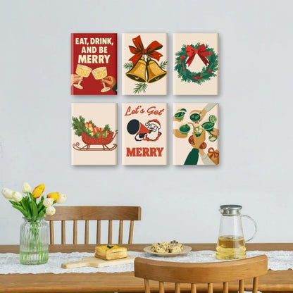 6 Mini Paintings - Merry Xmas Set
