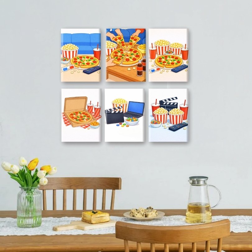 6 Mini Paintings - Movie Night Set