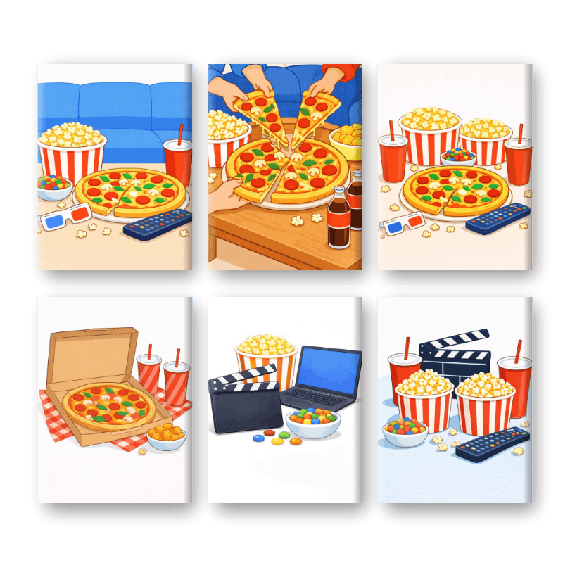 6 Mini Paintings - Movie Night Set