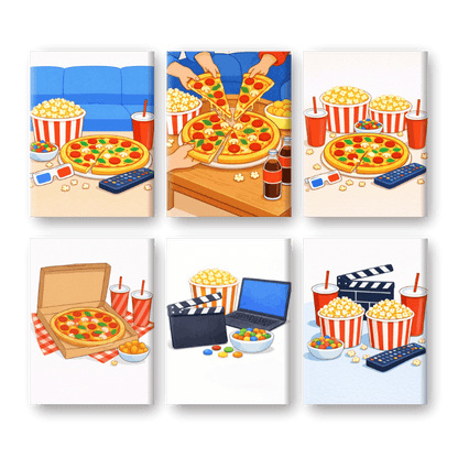 6 Mini Paintings - Movie Night Set