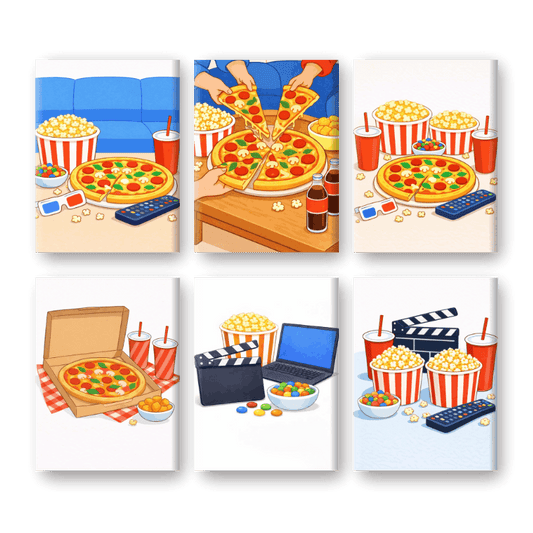 6 Mini Paintings - Movie Night Set