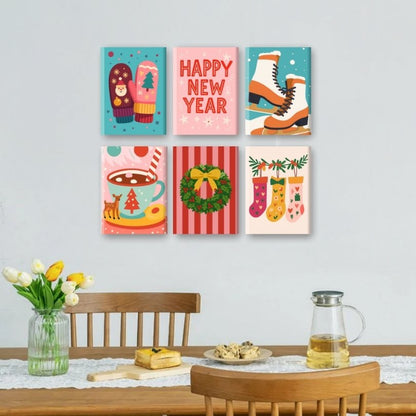6 Mini Paintings - New Year & Christmas Set