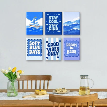 6 Mini Paintings - Ocean Blue Set
