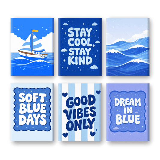 6 Mini Paintings - Ocean Blue Set