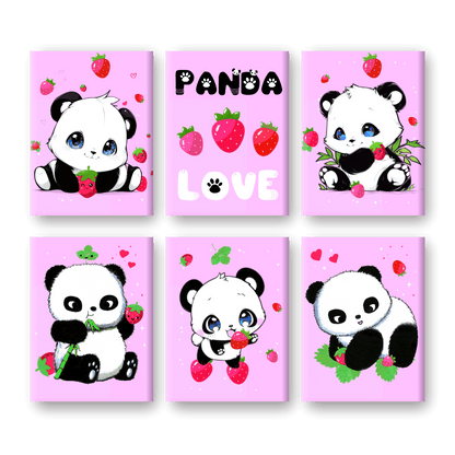 6 Mini Paintings | Panda Berries Set - By Tiny Tami