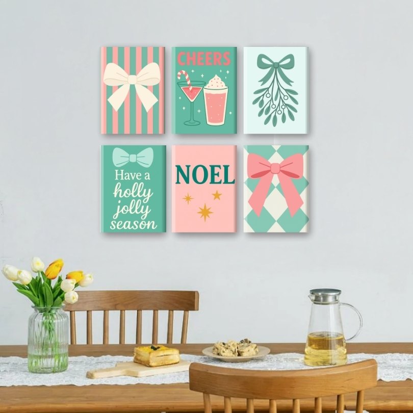 6 Mini Paintings | Pastel Christmas Set