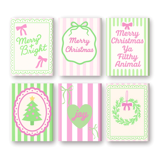 6 Mini Paintings | Pastel Christmas Stripes Set