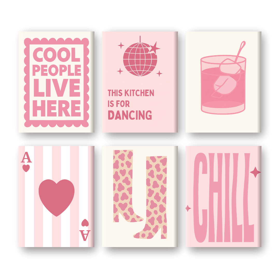 6 Mini Paintings - Pink and Chill Set