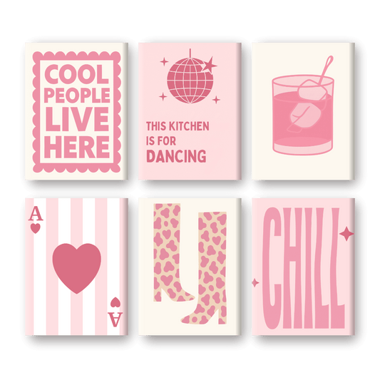 6 Mini Paintings - Pink and Chill Set