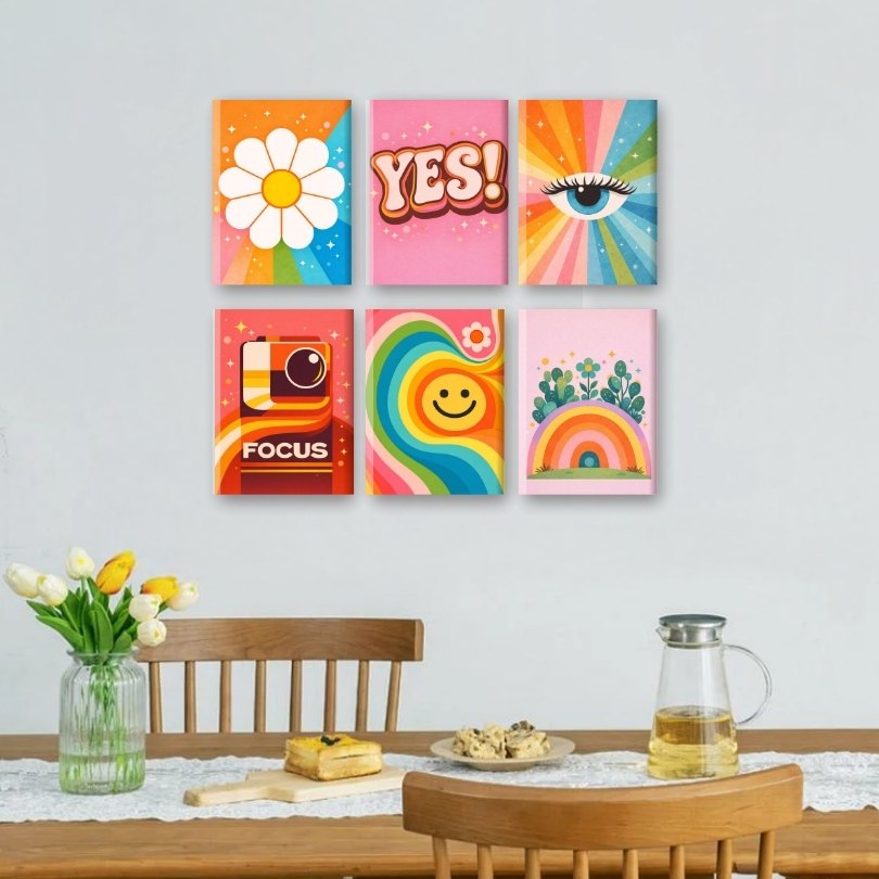 6 Mini Paintings - Retro Joy Set