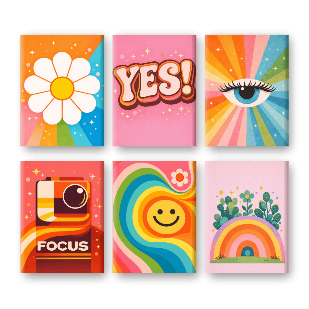 6 Mini Paintings - Retro Joy Set
