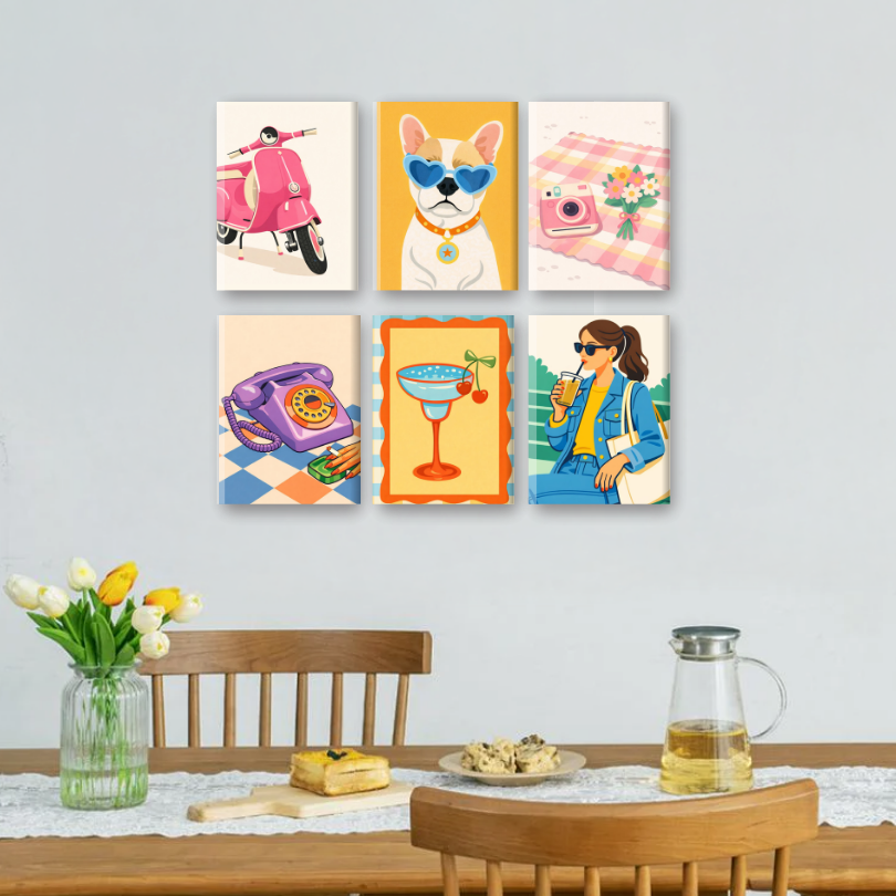 6 Mini Paintings - Retro Pop Set