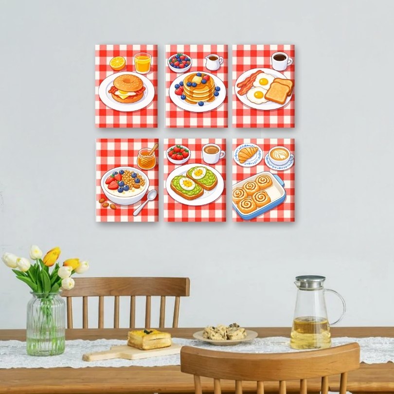 6 Mini Paintings - Salty & Sweet Breakfast Set