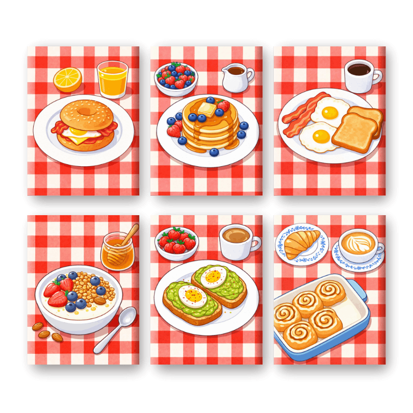 6 Mini Paintings - Salty & Sweet Breakfast Set