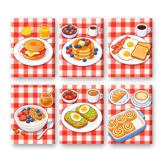 6 Mini Paintings - Salty & Sweet Breakfast Set
