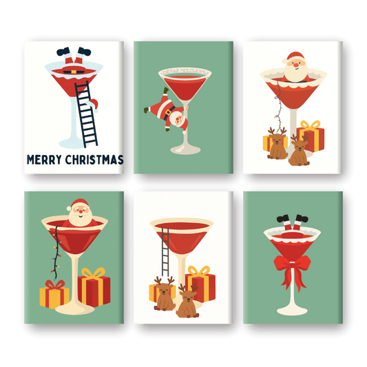6 Mini Paintings - Santa & Cocktail Set