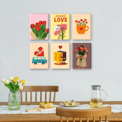6 Mini Paintings - Share Love Set