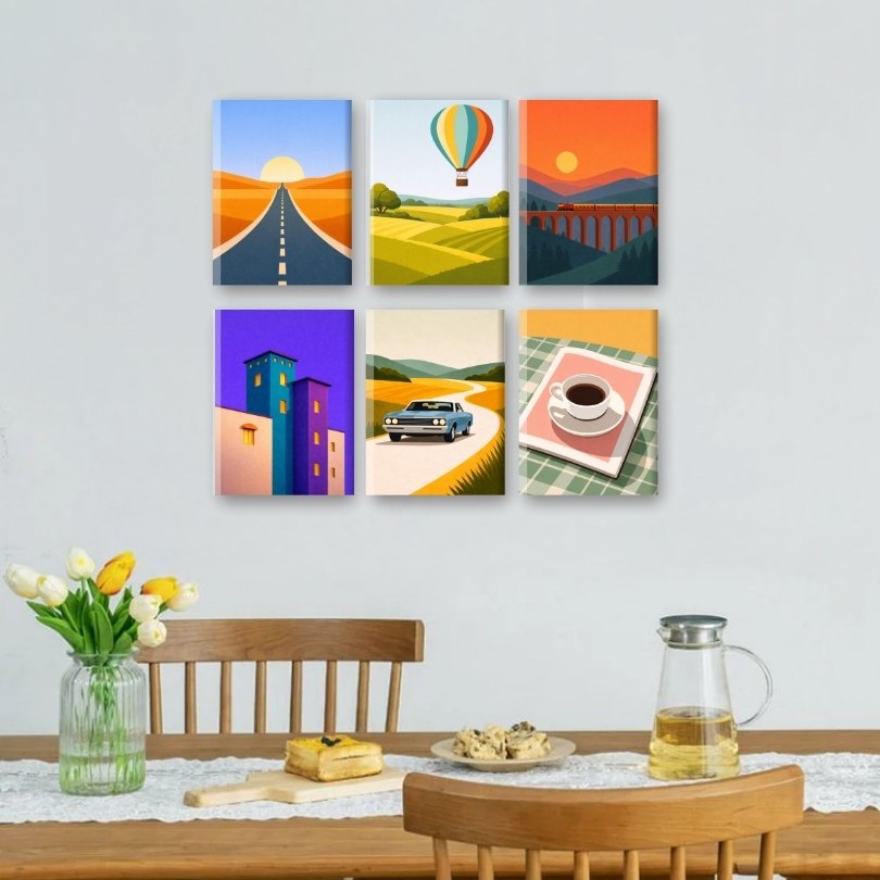 6 Mini Paintings - Soft Horizons Set