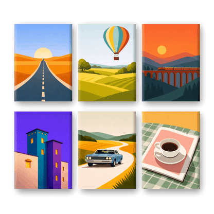 6 Mini Paintings - Soft Horizons Set