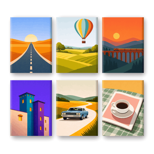 6 Mini Paintings - Soft Horizons Set