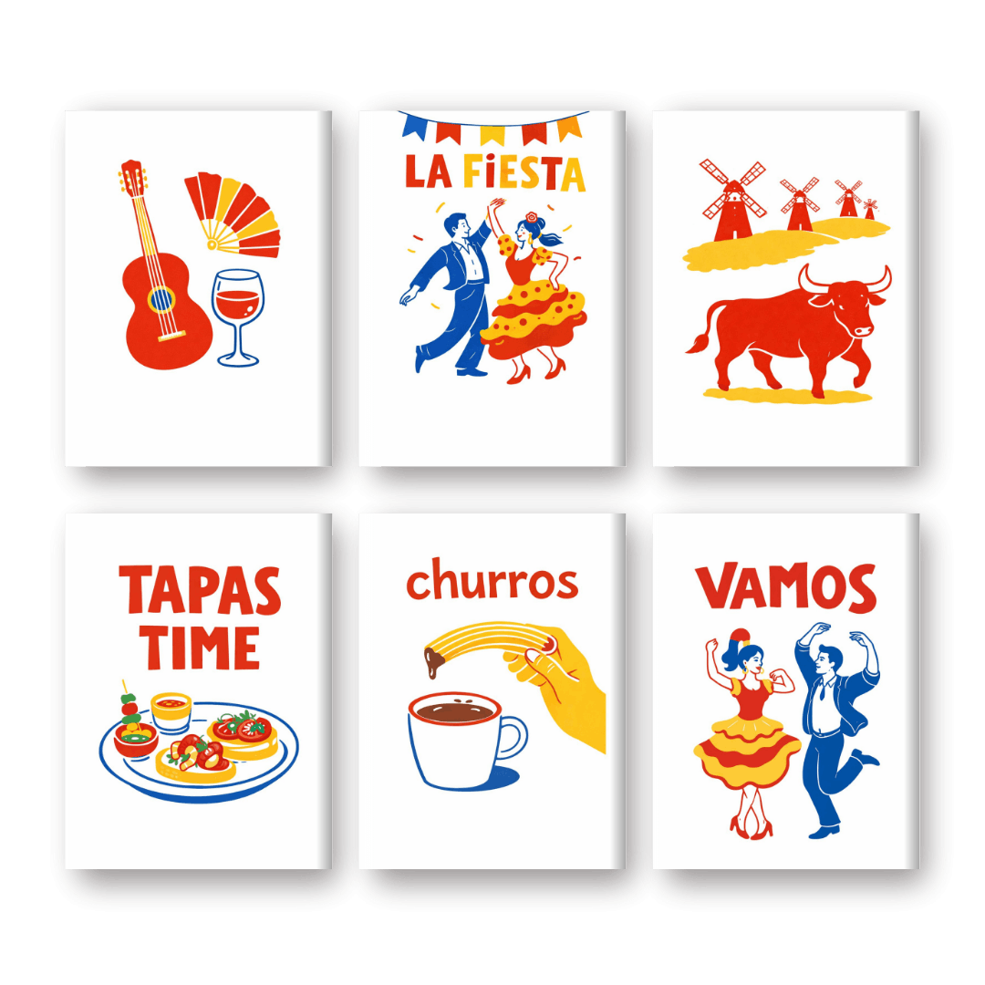 6 Mini Paintings - Spanish Fiesta Set