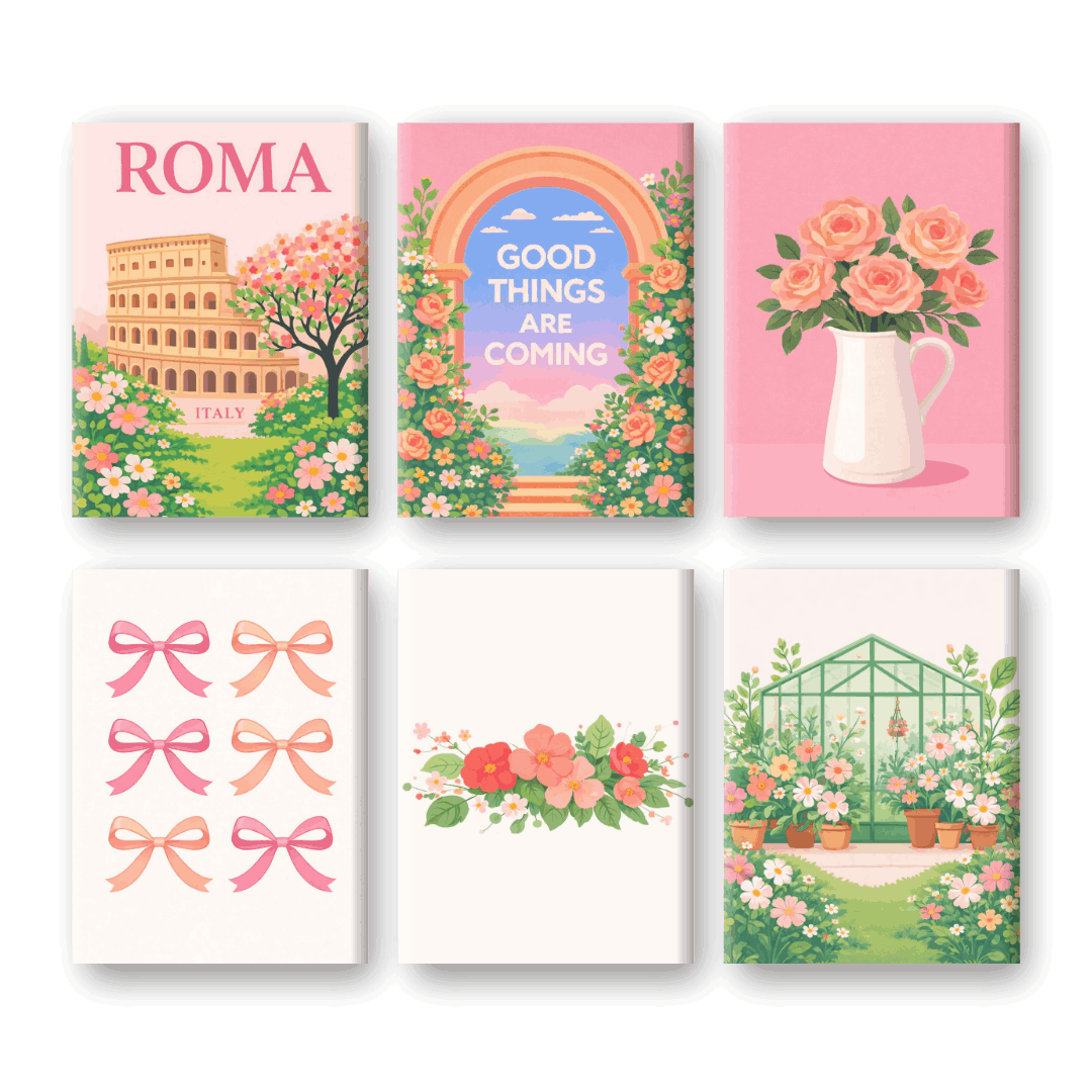 6 Mini Paintings - Spring In Rome Set