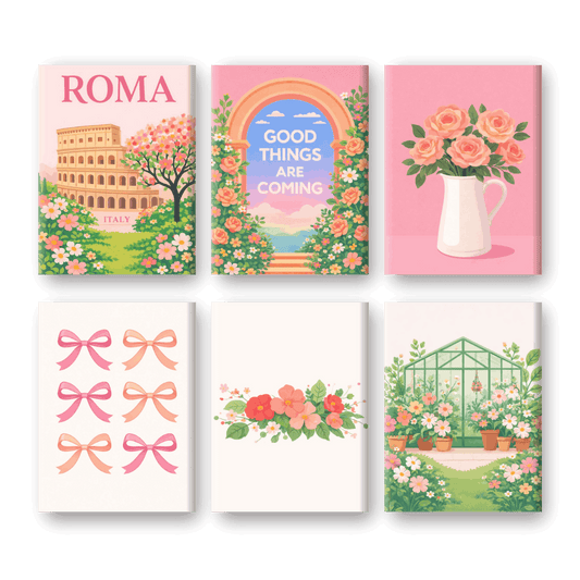 6 Mini Paintings - Spring In Rome Set