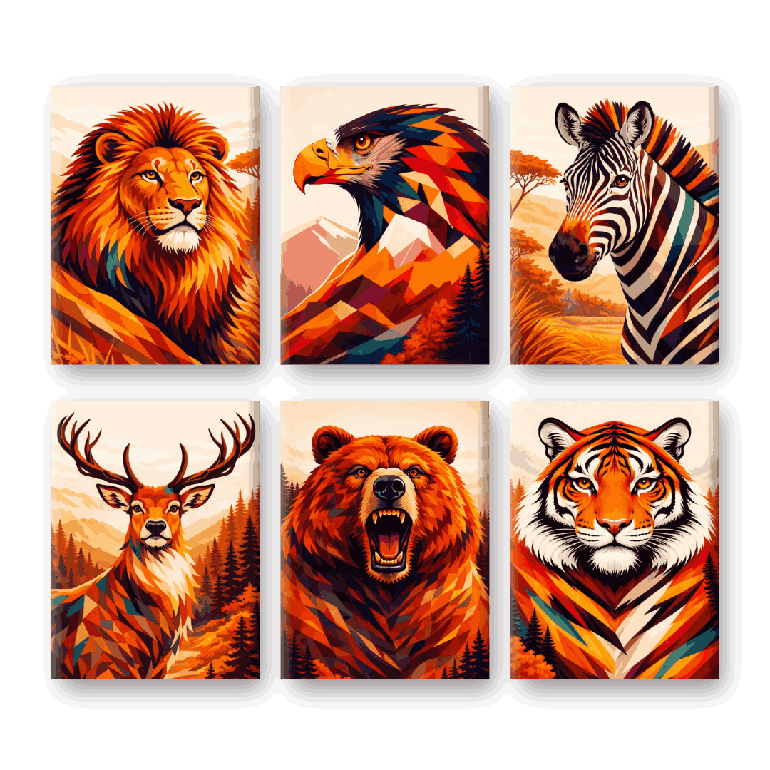 6 Mini Paintings - Summer Safari Set
