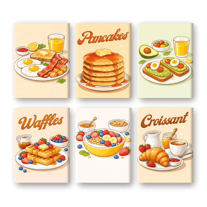 6 Mini Paintings - Sunday Brunch Set
