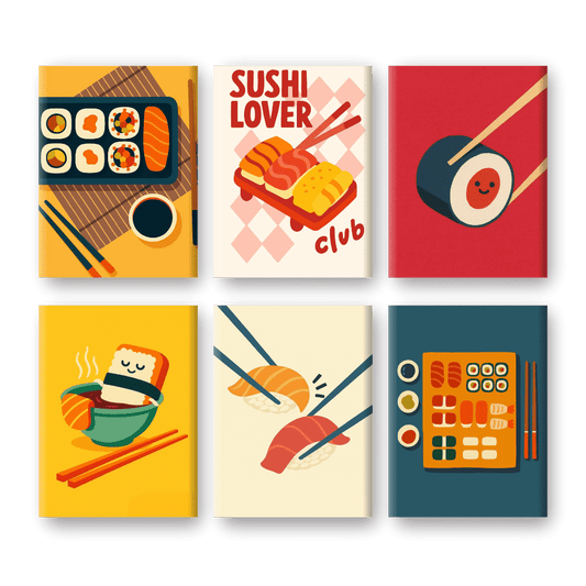6 Mini Paintings - Sushi Set