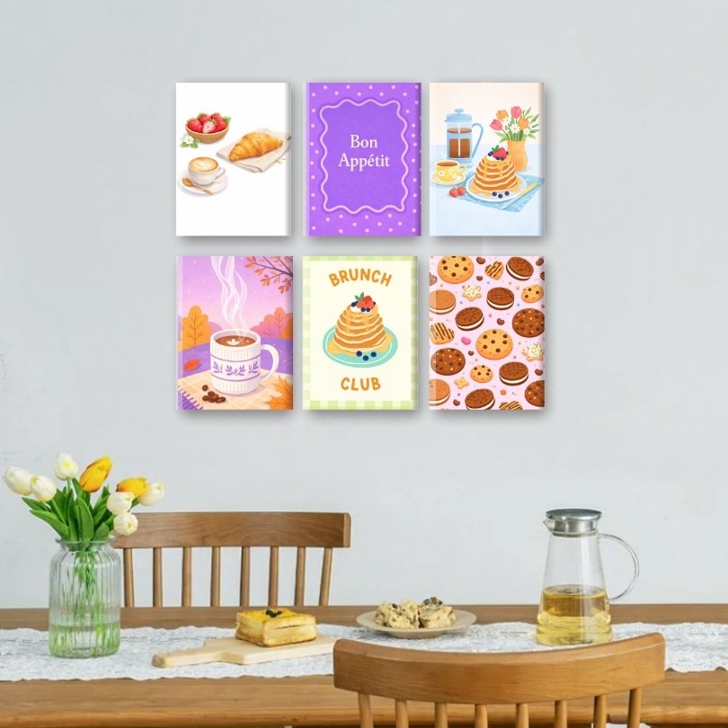 6 Mini Paintings - Sweet Breakfast Set
