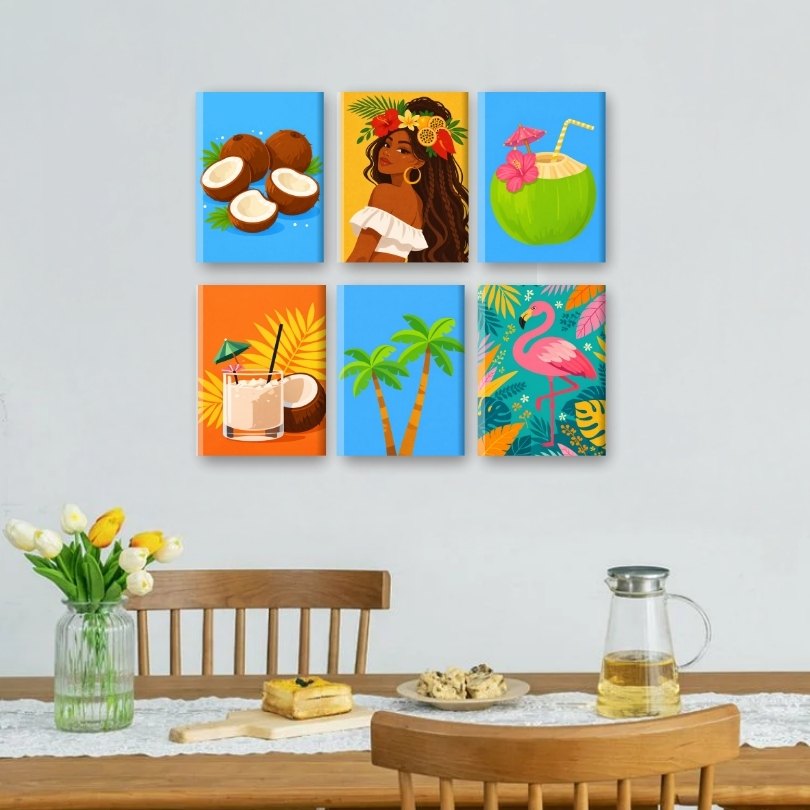 6 Mini Paintings - Tropical Paradise Set