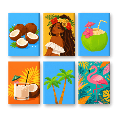 6 Mini Paintings - Tropical Paradise Set