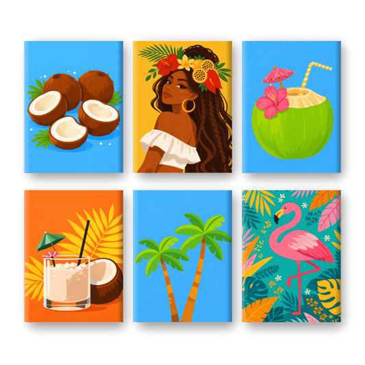 6 Mini Paintings - Tropical Paradise Set