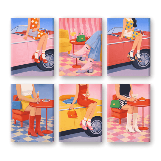 6 Mini Paintings - Vintage Glam Set