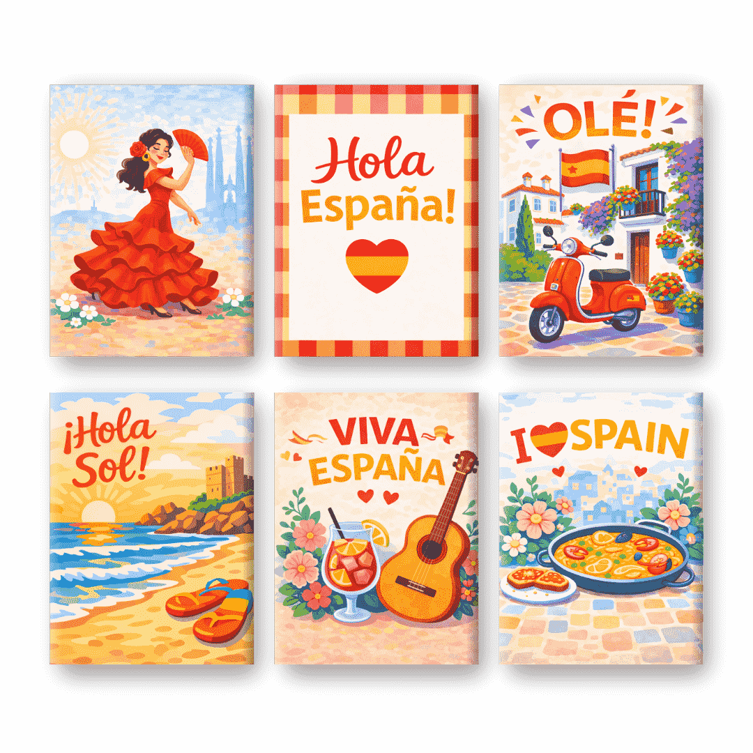 6 Mini Paintings - Viva Spain Set
