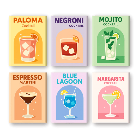 6 Mini Paintings - Vivid Cocktails Set