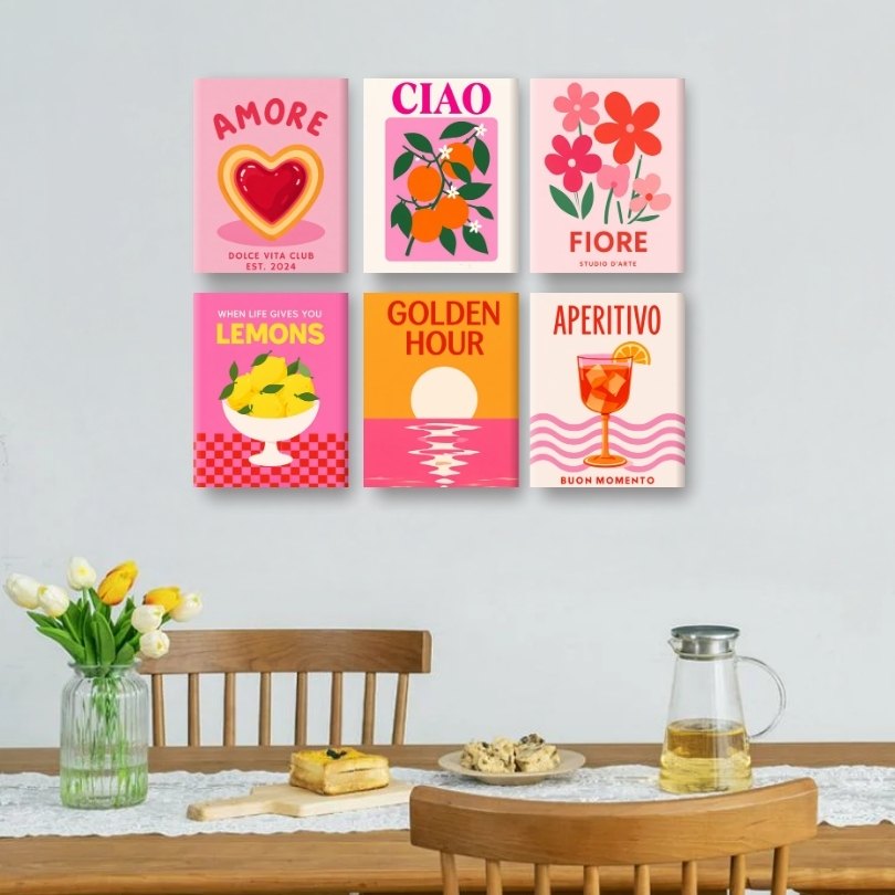 6 Mini Paintings - Amore & Aperitivo Set
