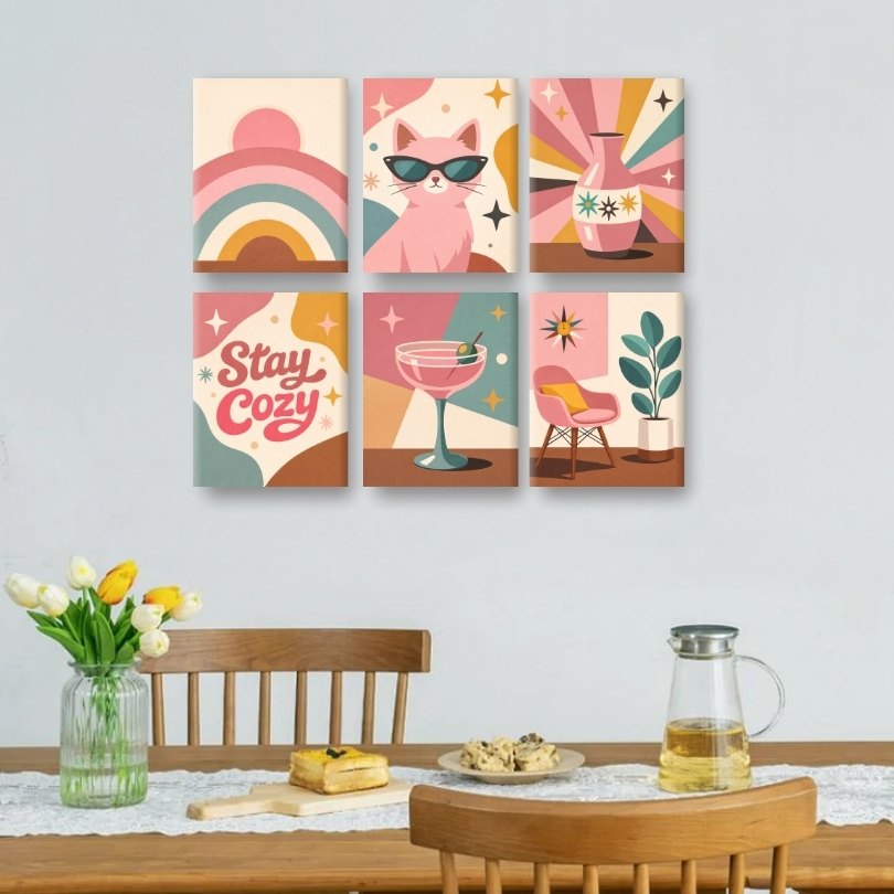 6 Mini Paintings - Stay Cozy Set