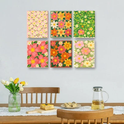 6 Mini Paintings - Vivid Flowers Set