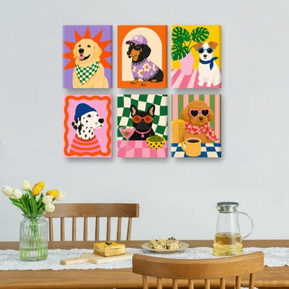 6 Mini Paintings - Fancy Pups Set