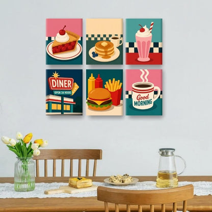 6 Mini Paintings - Diner 24-7 Set