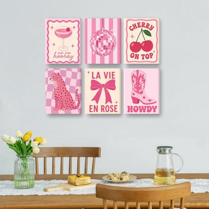 6 Mini Paintings - Pink Cowgirl Set
