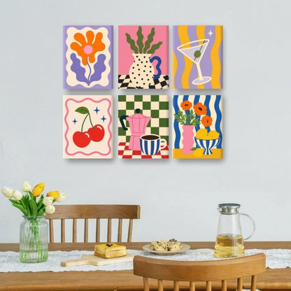 6 Mini Paintings - Bright Blooms Set