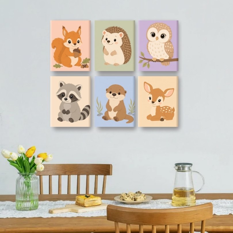 6 Mini Paintings - Woodland Friends Set